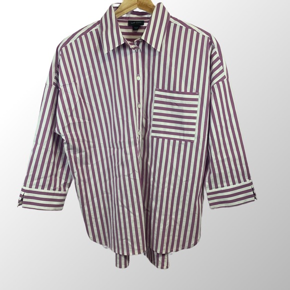 J‎ Jill Wearever Collection Size XS Button Up 3/4 Sleeve Striped Purple - Picture 2 of 10